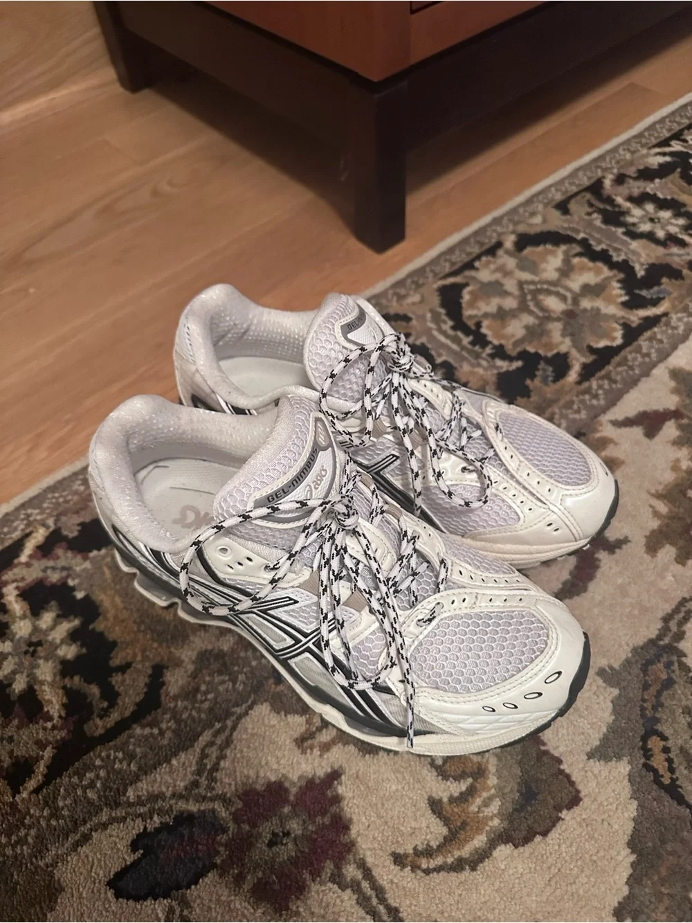Asics White and Black Running Sneakers